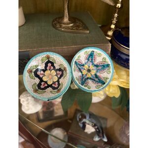 Boho Vintage Sicilian Trinket Dishes – Hand Painted Ceramica Erecina Italy